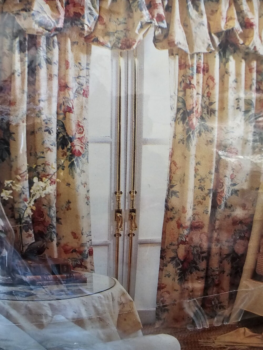 Vtg Ralph Lauren Floral Drapery Set- Rod Panels And One Balloon Valance - Picture 4 of 6